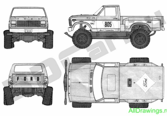 Ford F-150 Ranger XLT (Ford F-150 Ranger HLT) - drawings (figures) of the car